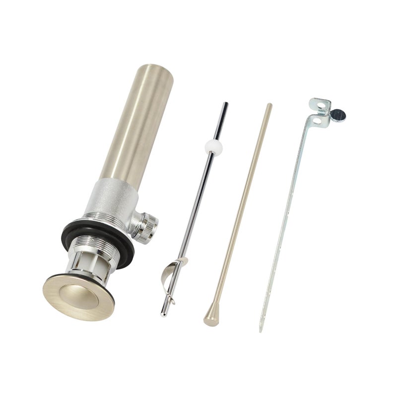 Purelux Bathroom Faucet Vanity Sink Metal Pop-Up Drain Stopper Assembly with Lift Rod and Overflow, Brushed Nickel Finish - Image 1